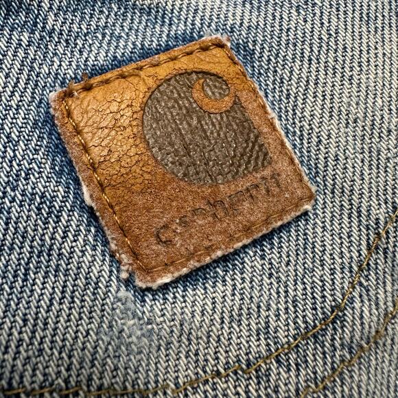 Vintage Carhartt Destroyed Distressed Flannel Lined Workwear Jeans 34 x 36 - Picture 10 of 12